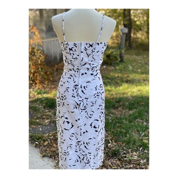 Vintage 1980s Wiggle Dress Set Bolero Black White Abstract New Wave Sz S Cotton - Picture 16 of 16